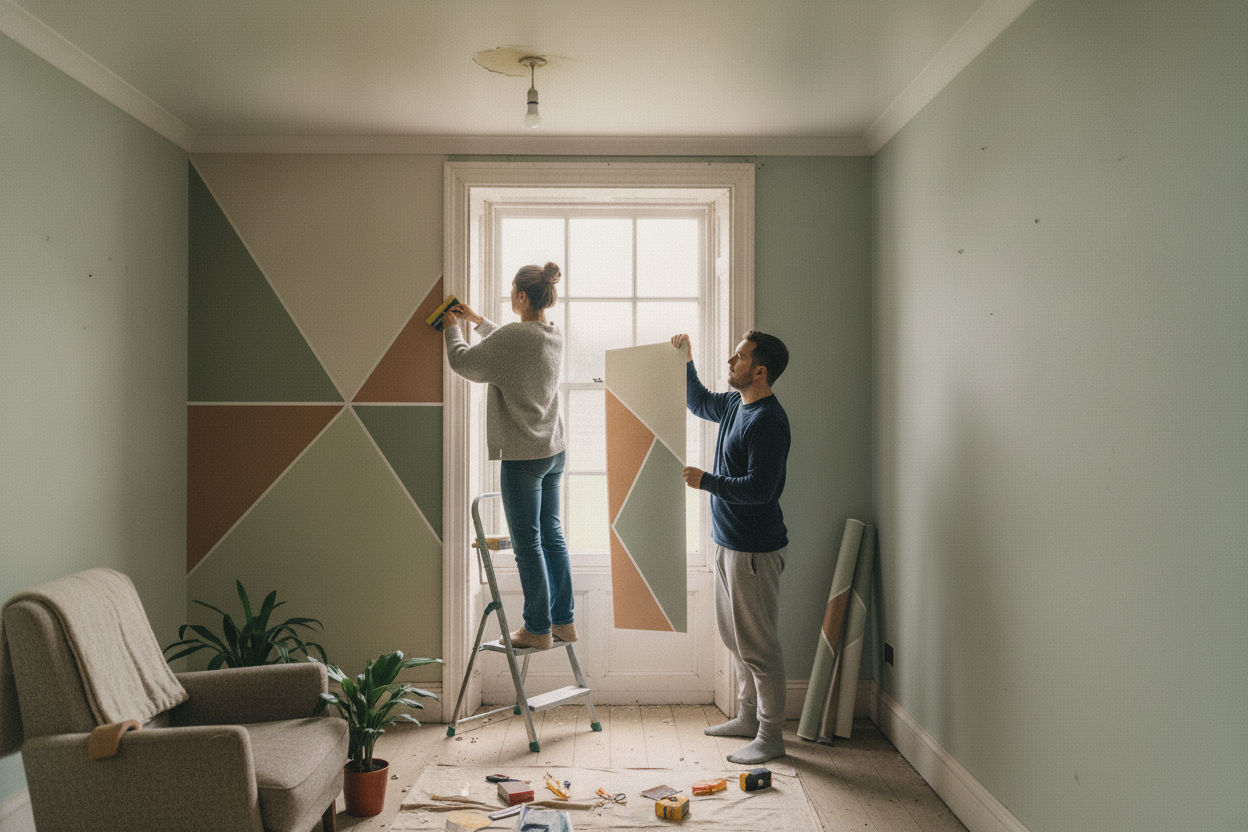 Couple adding a statement wall to their home
